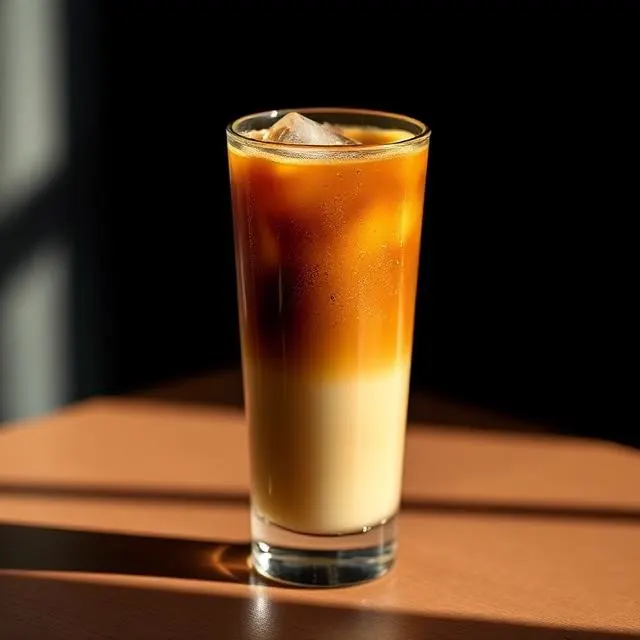Iced cold coffee in a tall glass